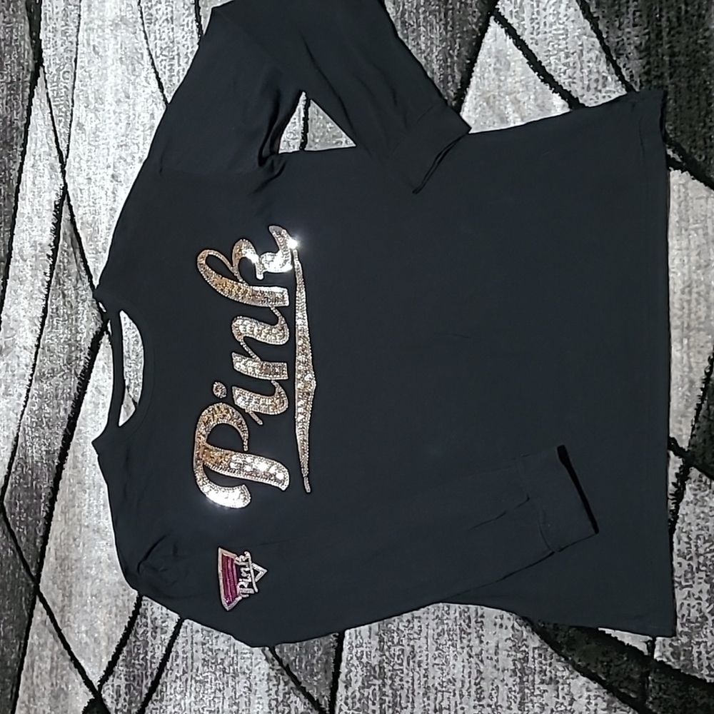 VS PINK BLING Open-Back Long-sleeve Tee Shirt